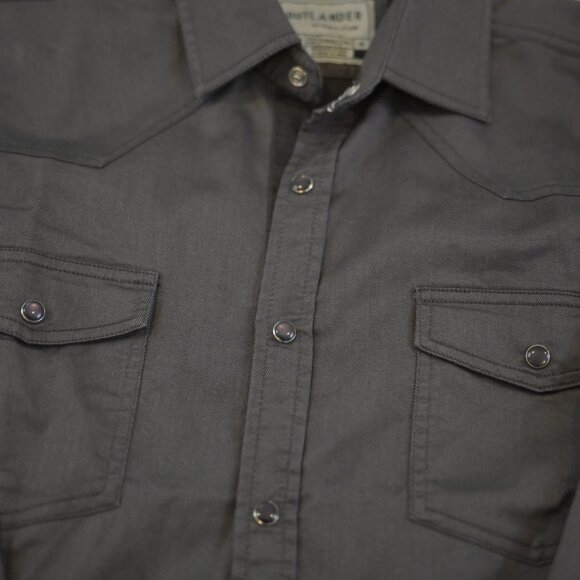 Outlander By Craft & Flow Men's/Teen Black Snap Down Long Sleeve Collar Shirt S - Picture 3 of 4